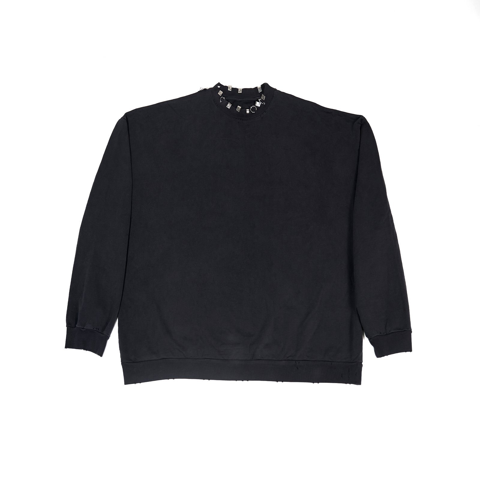 Balenciaga Pierced Round Sweatshirt Oversized in Black Faded  762718TPVD91055 - Image 1