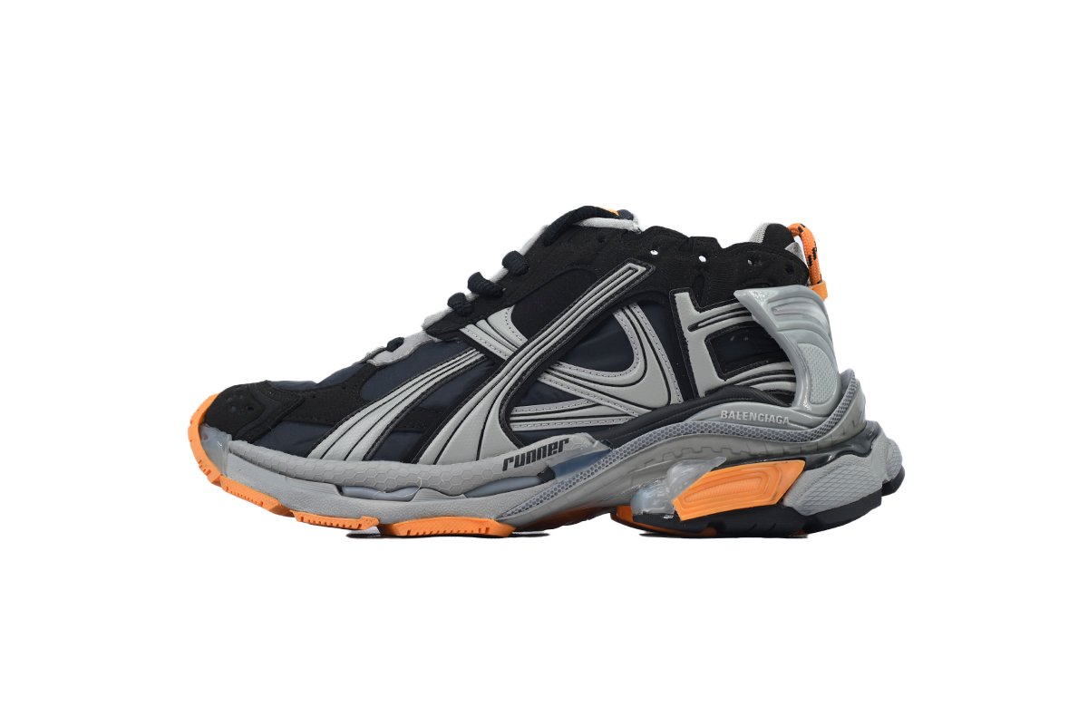 Balenciaga Runner 7Sneaker 'Black Fluo Orange'72774 W3RNY 1878 - Image 1