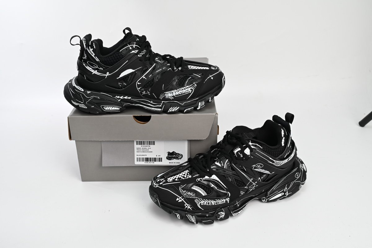Balenciaga Track Black Black-And-White Painting  542023 W3SR2 2315 - Image 3