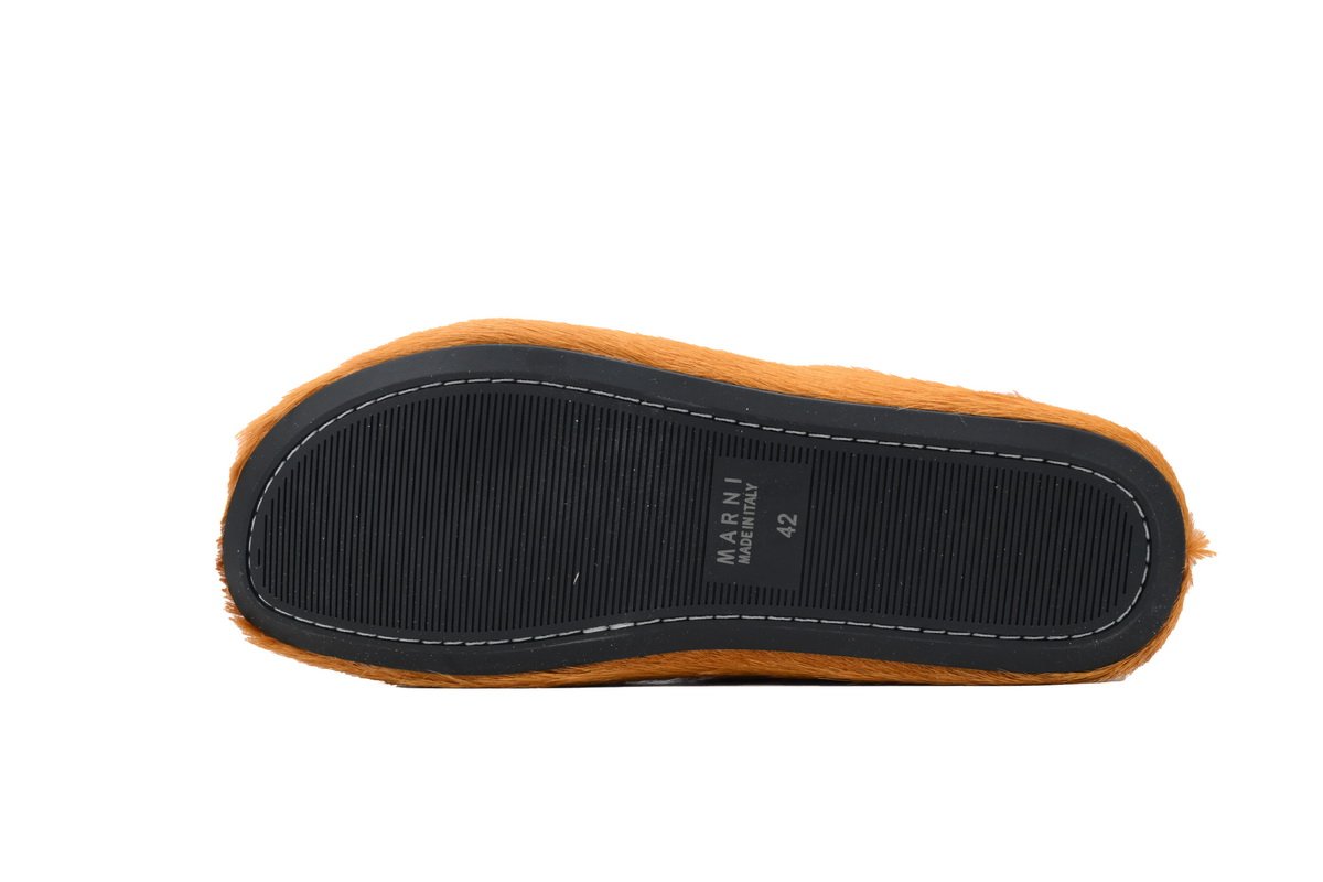 Marni Long-hair Calfskin Fussbett Sabot Yellowish Brown - Image 5