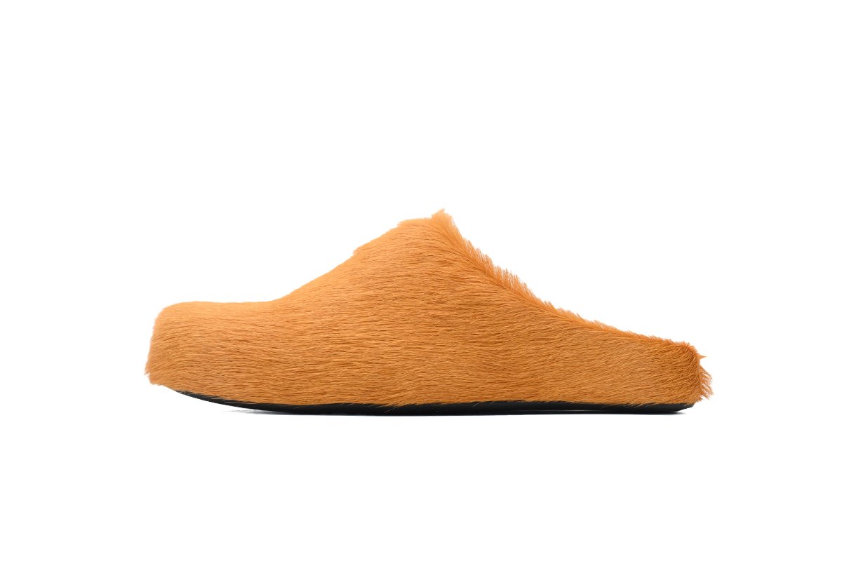 Marni Long-hair Calfskin Fussbett Sabot Yellowish Brown - Image 1