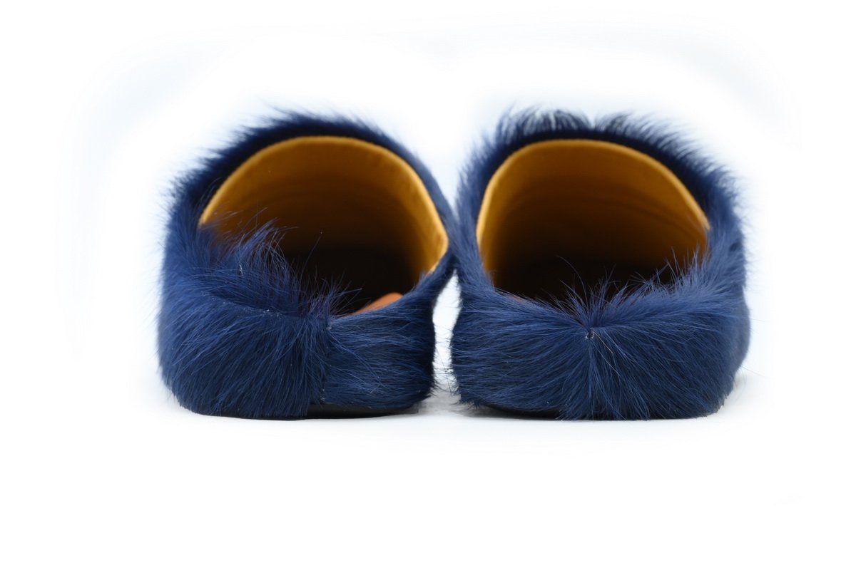 Marni Long-hair Calfskin Fussbett Sabot Dark Blue - Image 4