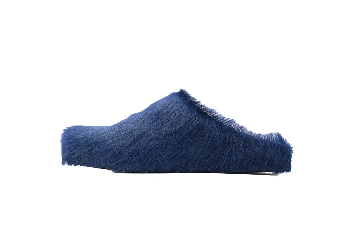 Marni Long-hair Calfskin Fussbett Sabot Dark Blue - Image 1