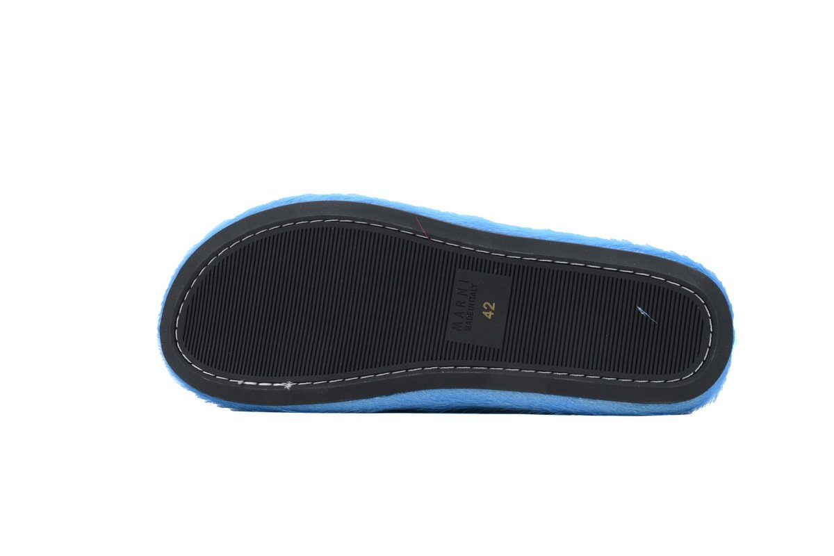 Marni Long-hair Calfskin Fussbett Sabot Blue SBMR000600P412200B50 - Image 5