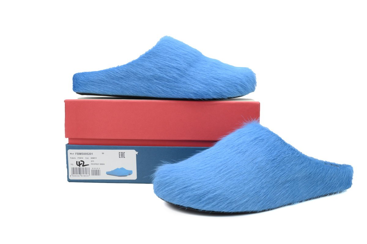 Marni Long-hair Calfskin Fussbett Sabot Blue SBMR000600P412200B50 - Image 3