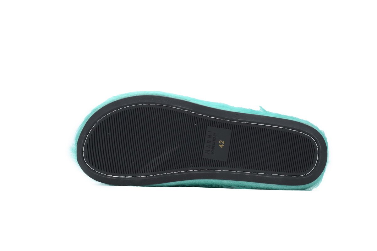 Marni Long-hair Calfskin Fussbett Sabot Dark Green SBMR000600P412200V38 - Image 5
