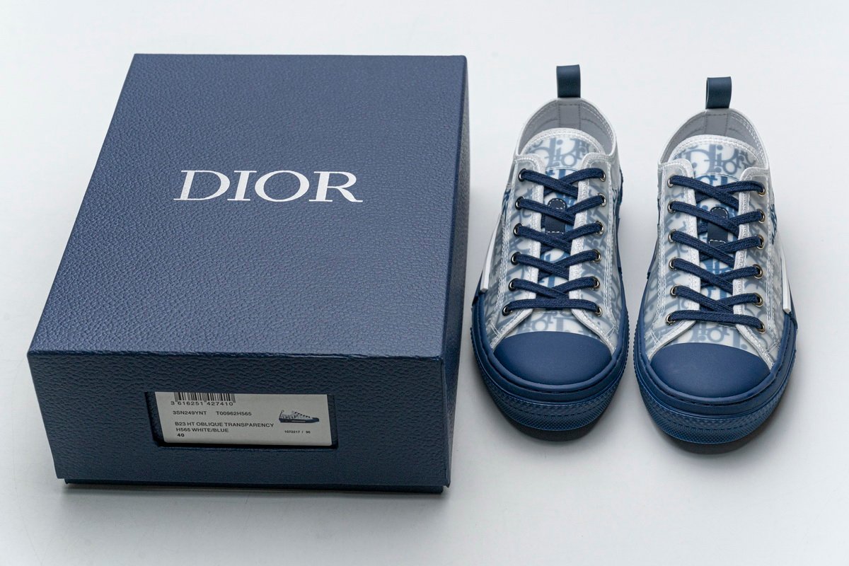 Dior B23 HT Oblique Transparency LOW T00962H565 White Blue - Image 2