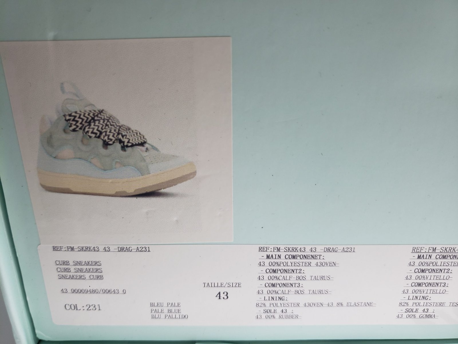Lanvin Leather Curb Light Blue Gum FW-SKDK02-DRA2-A2121 - Image 5