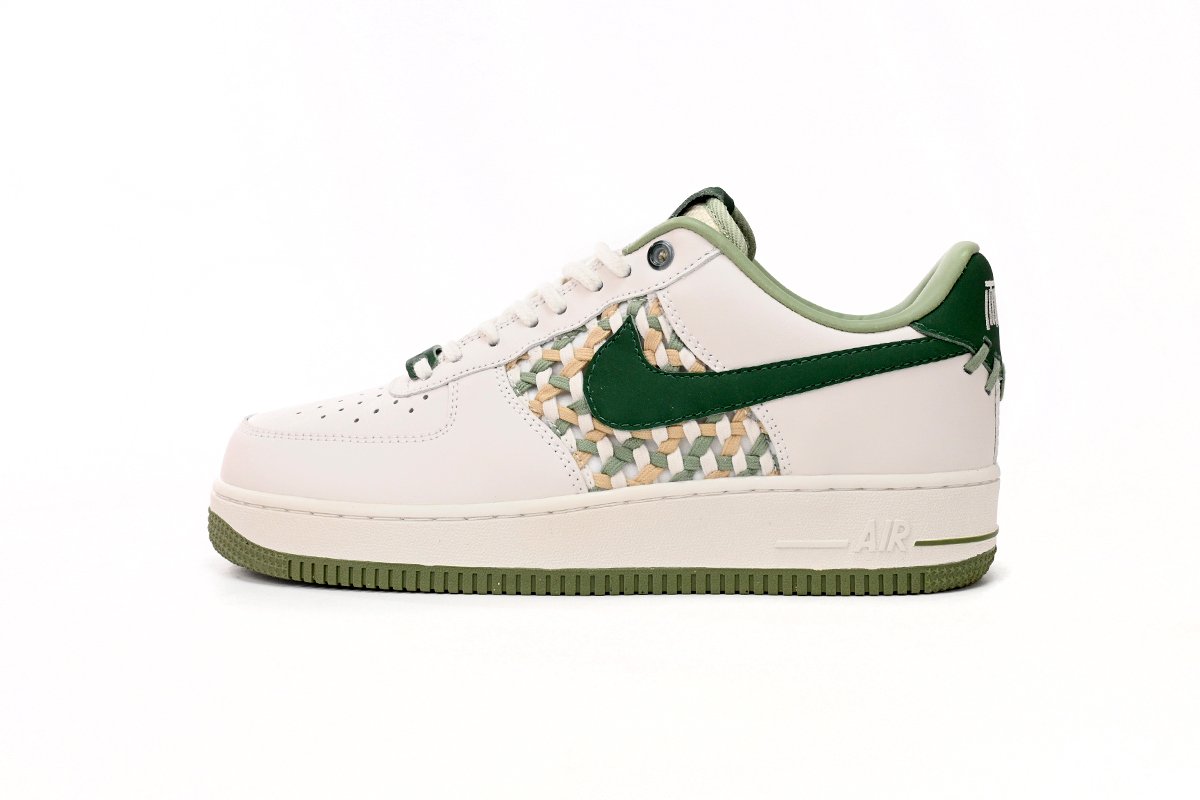 Nike Air Force 1 Low '07 Premium NAI-KE Bamboo Weave Sail Gorge Green FN0369-100 - Image 1