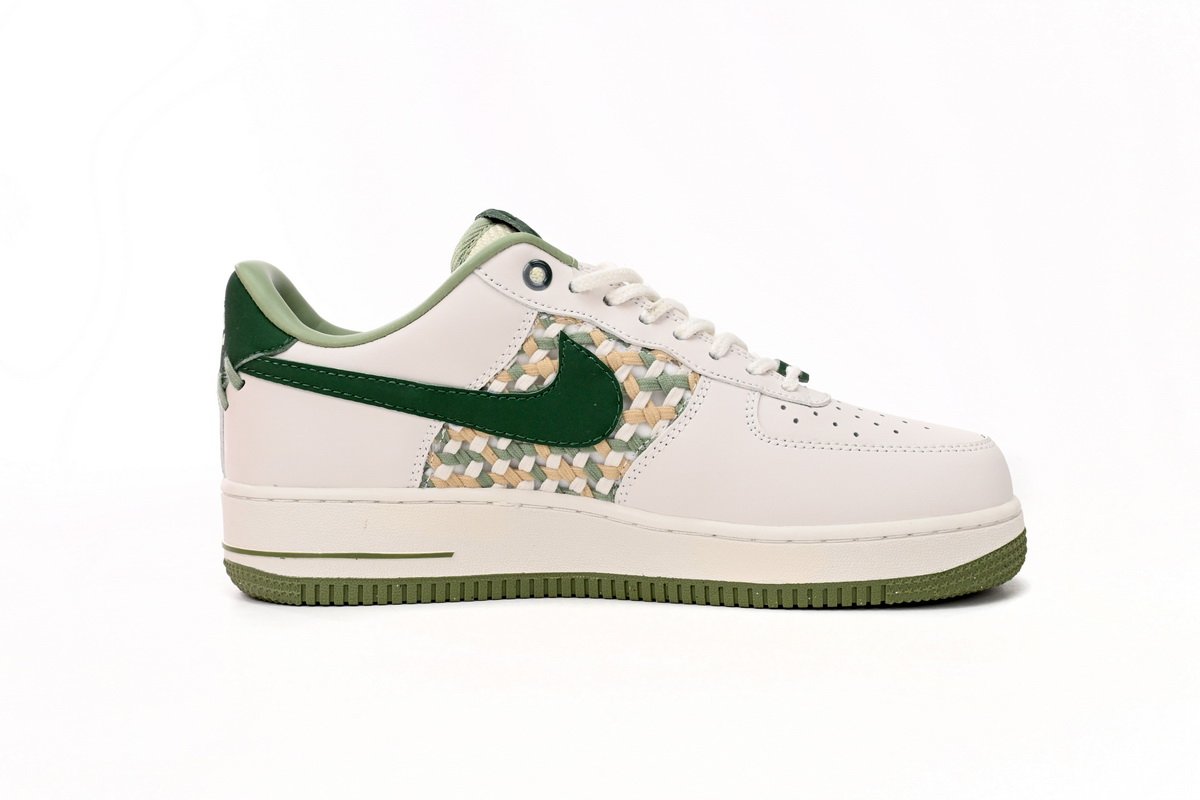 Nike Air Force 1 Low '07 Premium NAI-KE Bamboo Weave Sail Gorge Green FN0369-100 - Image 6