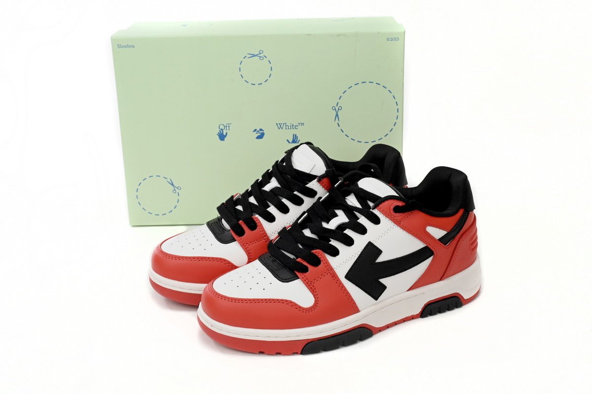 OFF-WHITE Out Of Office OOO Low Tops Black White Red OMIA189S23LEA0012510 - Image 2