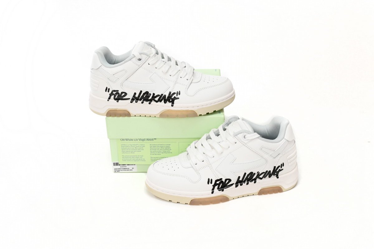 OFF-WHITE Out Of Office OOO Low Tops For Walking White Black OMIA189R21 LEA00 20101 - Image 6