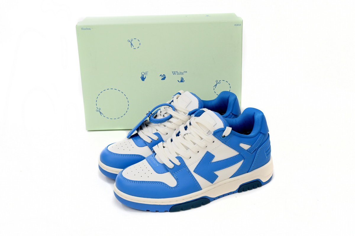 OFF-WHITE Out Of Office OOO Low Tops White Blue OMIA189F22LEA0014501 - Image 3