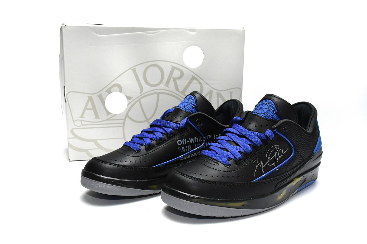 Off White x Air Jordan 2 Retro Low SP Black and Varsity Roy  DJ4375-004 - Image 2