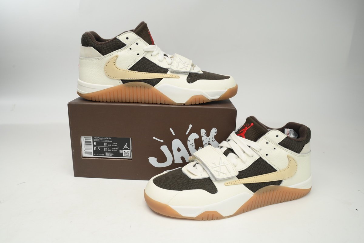 Travis Scott × Nike Jordan Jumpman Jack TR White Brown FZ8117-100 - Image 3